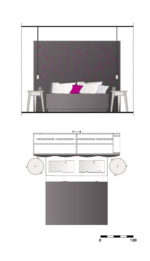 Detail Bettrücken/ Kleiderschrank Schlafzimmer 1.OG