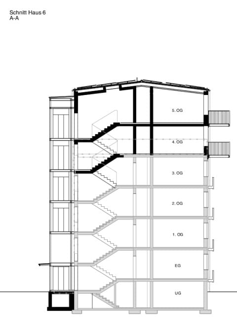 Schnitt Haus 6 / Aufstockung