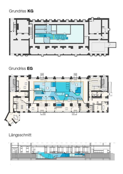 Grundrisse und Schnitt