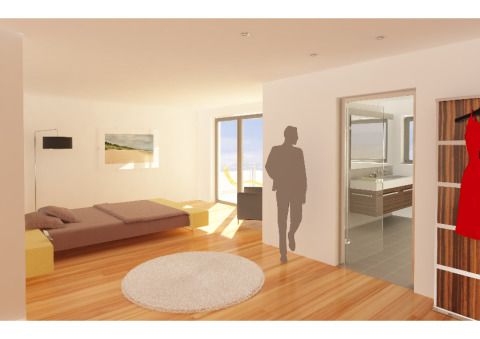 Visualisierung Innenansicht Schlafzimmer, Bad, Penthouse
