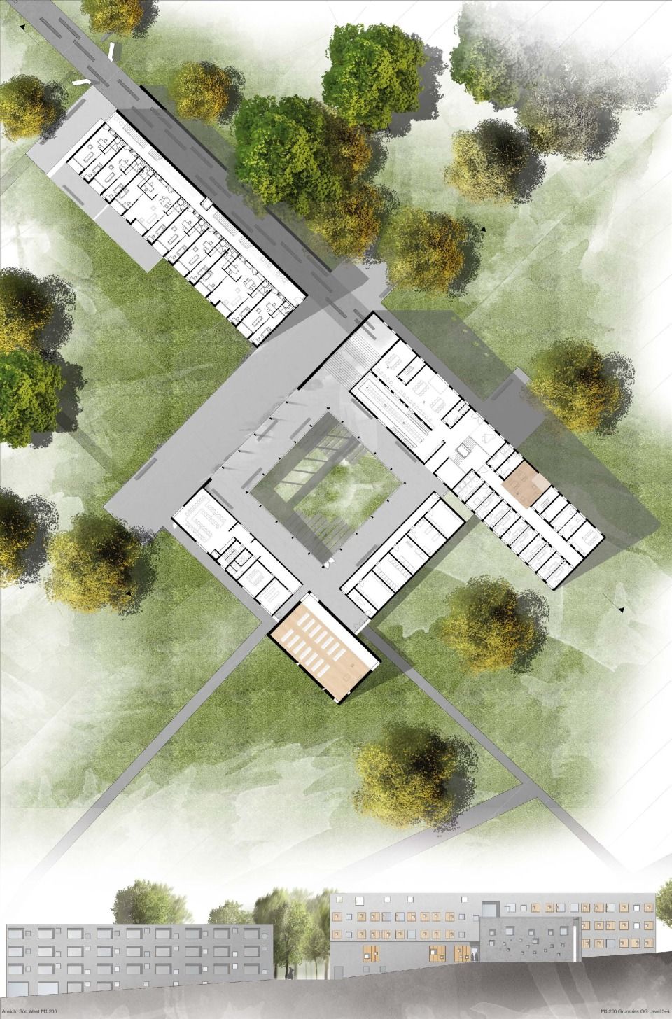 1.OG Grundriss + Ansicht Südwest