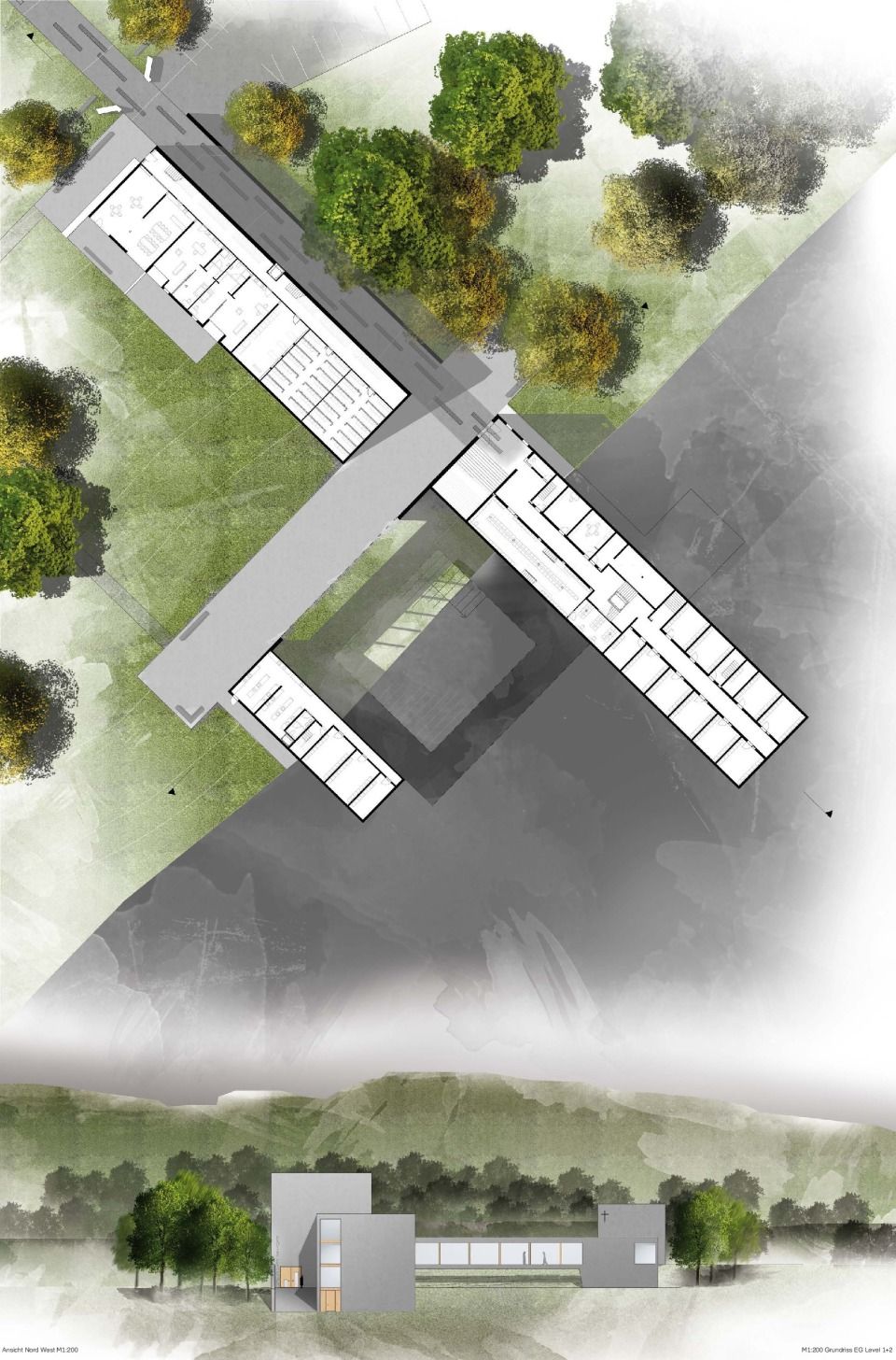 EG Grundriss + Ansicht Nordwest