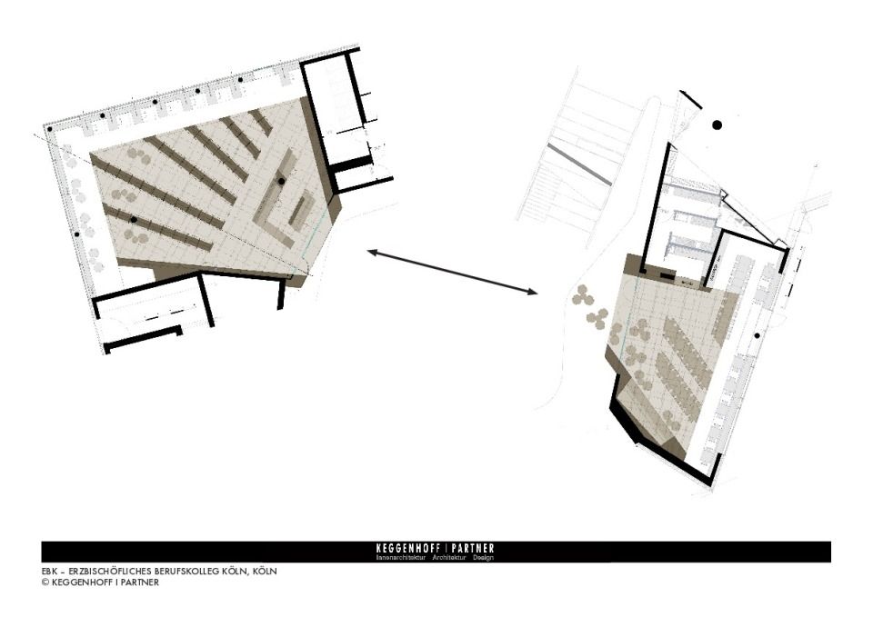 Schematische Grundrisse Bibliothek / Cafeteria