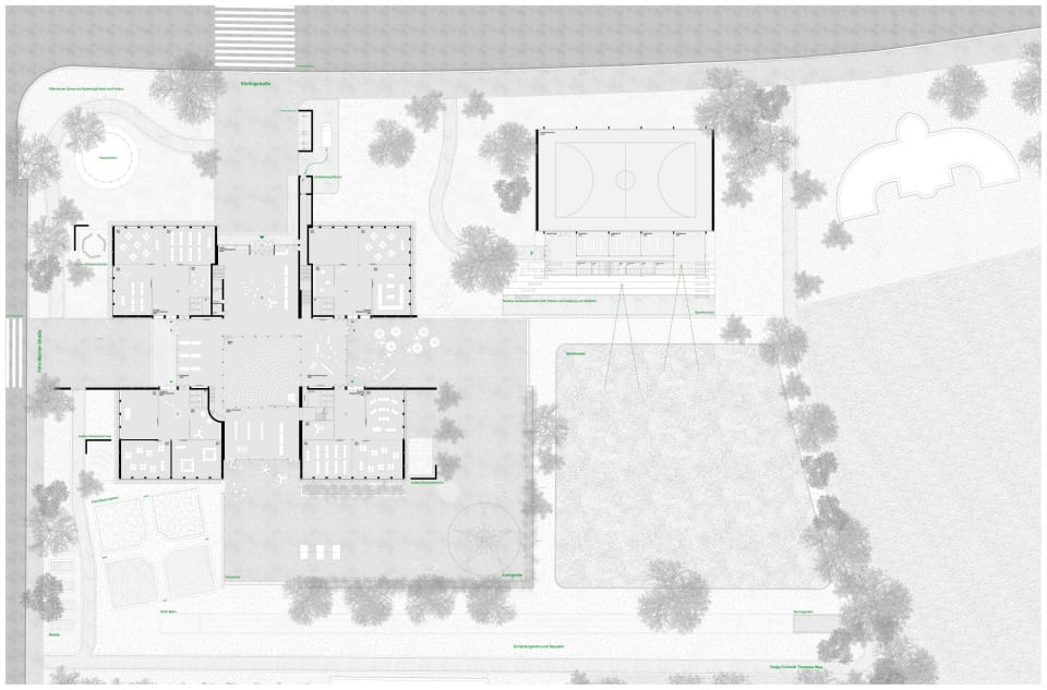 Gartenplan mit EG Grundriss 1-200
