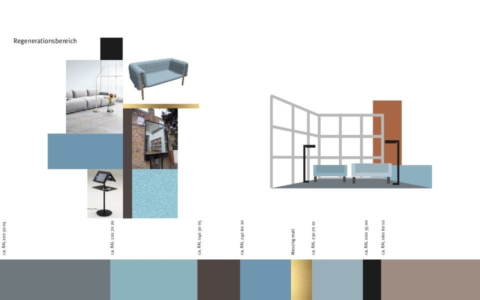 Moodboard und Farbaufteilung Regenerationsbereich