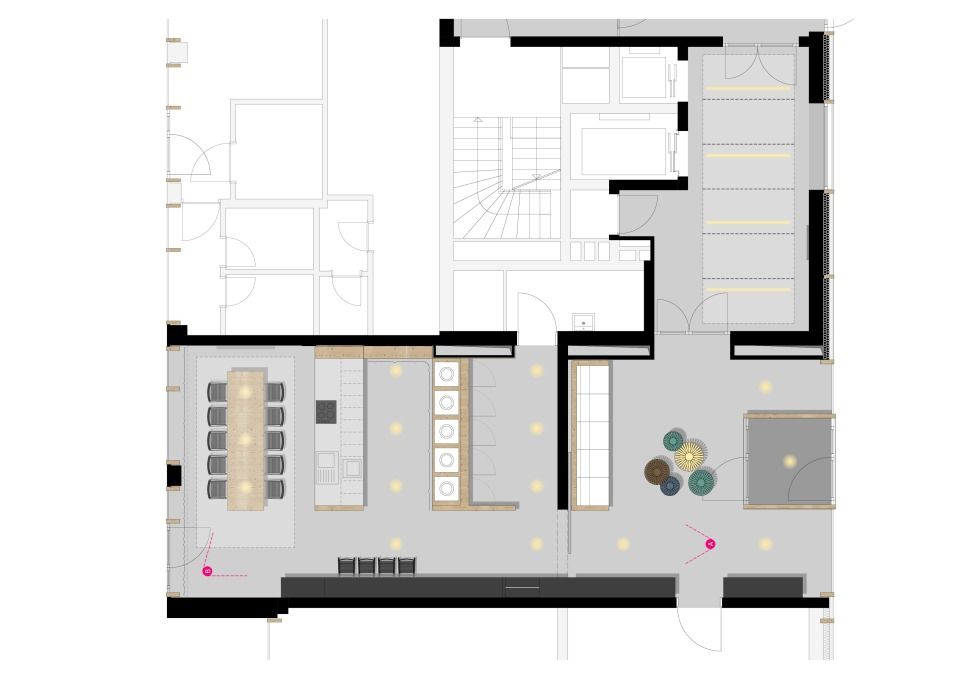 Grundriss Foyer und Gemeinschaftsraum