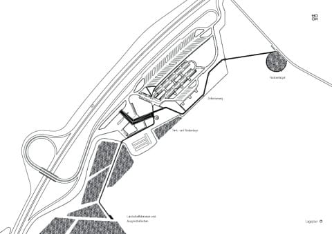 Lageplan, Tank- und Rastanlage Leubinger Fürstenhügel, Mono Architekten