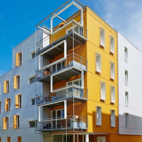 Fassadengestaltung Wohnsiedlung Entre Deux Rives