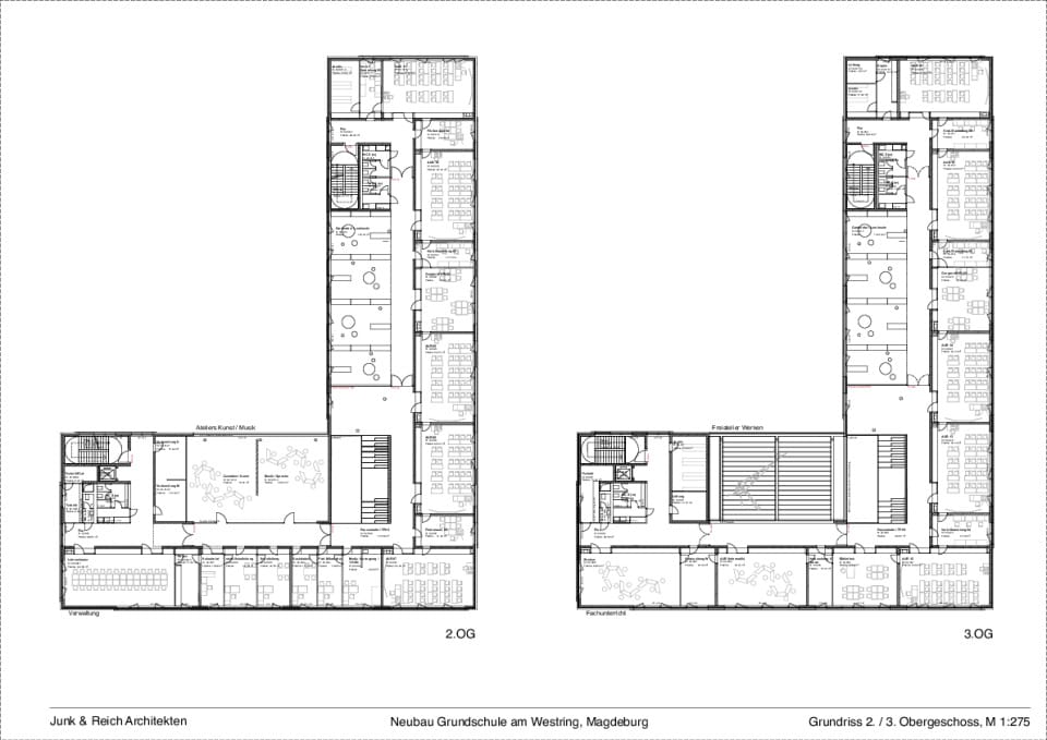 Grundriss 2. / 3. Obergeschoss (Schule)