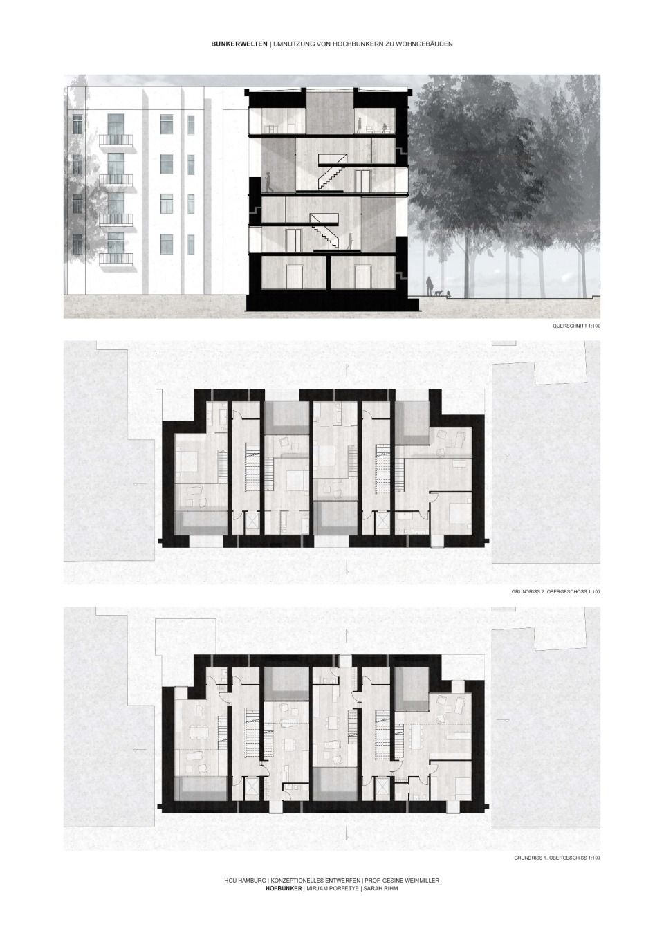 Plan 4 Querschnitt Grundrisse