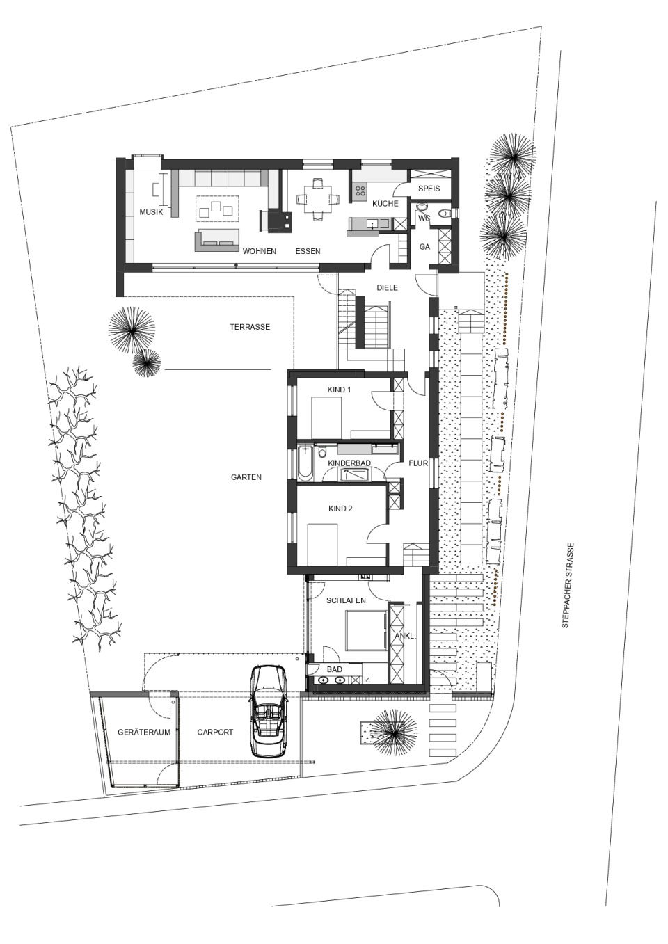 Grundriss des umgebauten EG - Bestandes