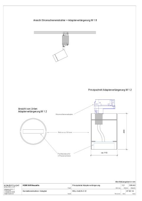 Sonderlösung Stromschienenadapter