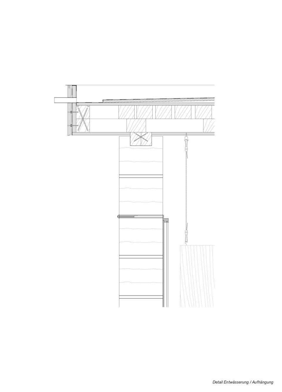 Detail Entwässerung / Aufhängung