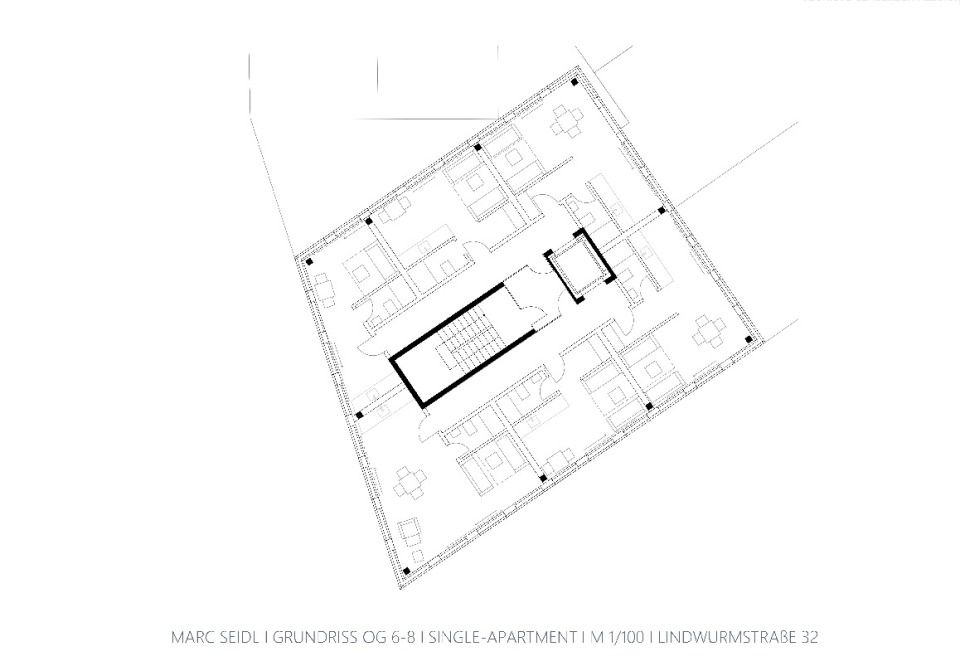 Lindwurm Zentrum Single-Apartment Grundriss