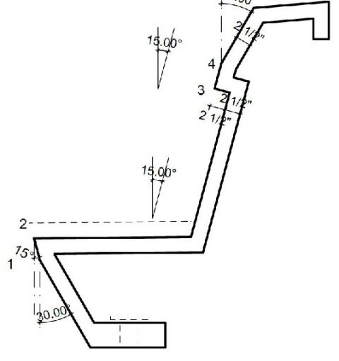 Querschnitt DUCON Planter - Sitzbankelement als Freischwinger (d = 6 cm)