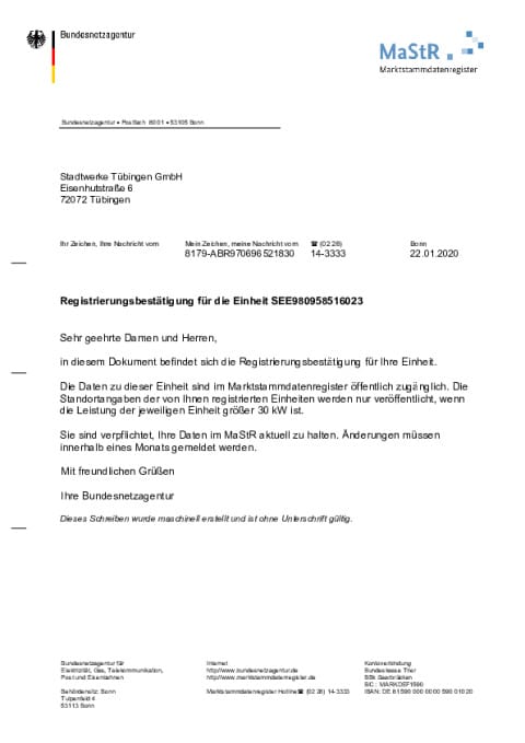 Nachweis Solaranlage