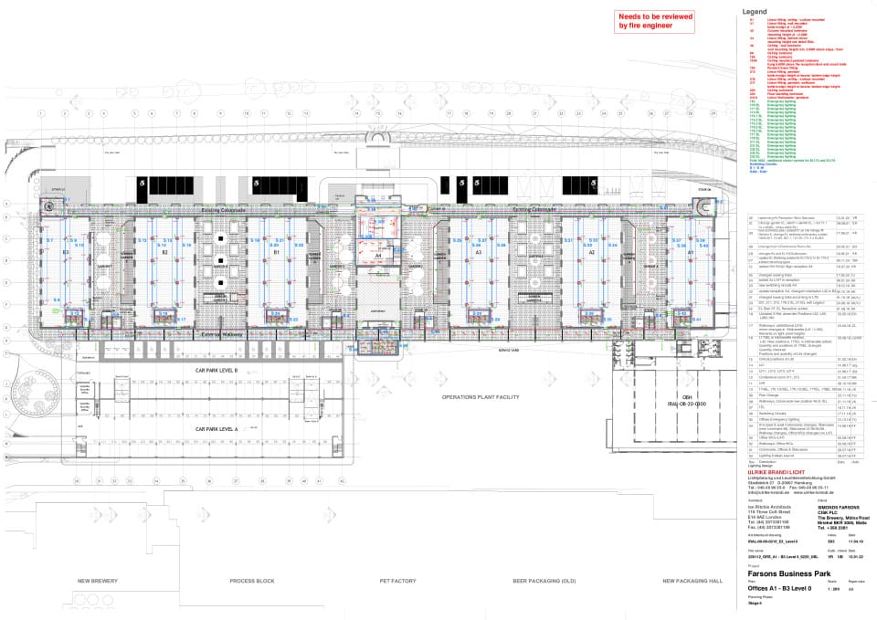 Leuchtenplan Grundriss Level 0 Trident Park