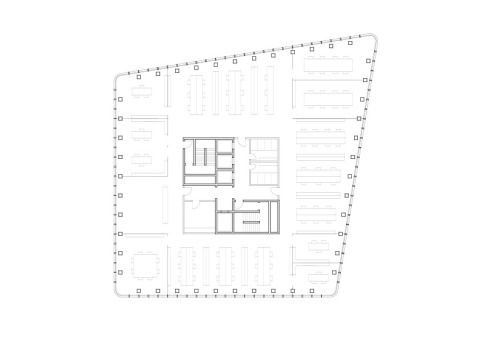 Grundriss 5. OG (Regelgeschoss Büro; Unterstes Geschoss Turm)