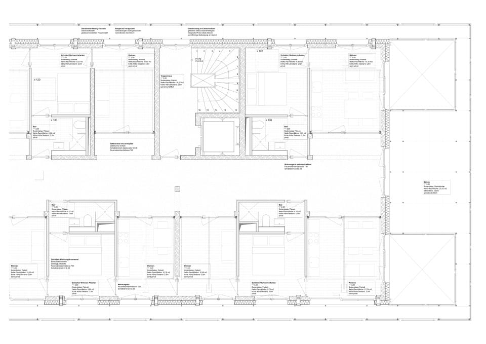 Grundriss Regelgeschoss 1:50 Ausschnitt