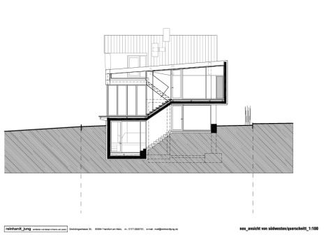 reinhardtjung | Haus Jones | Ansicht Südwest. Schnitt