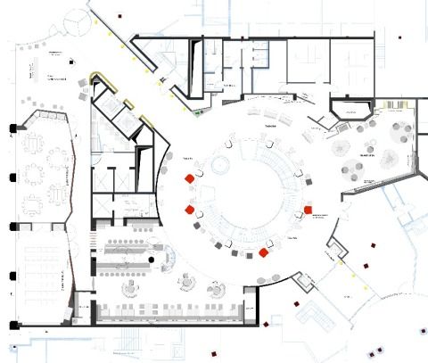 Grundriss EG Rezeption und Bar