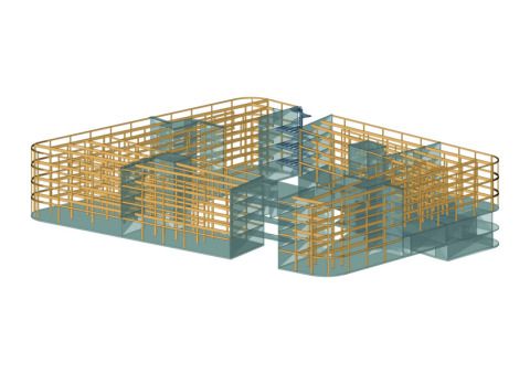Tragwerk aus Brettschichtholzrahmenbau / Quelle: Merk Timber