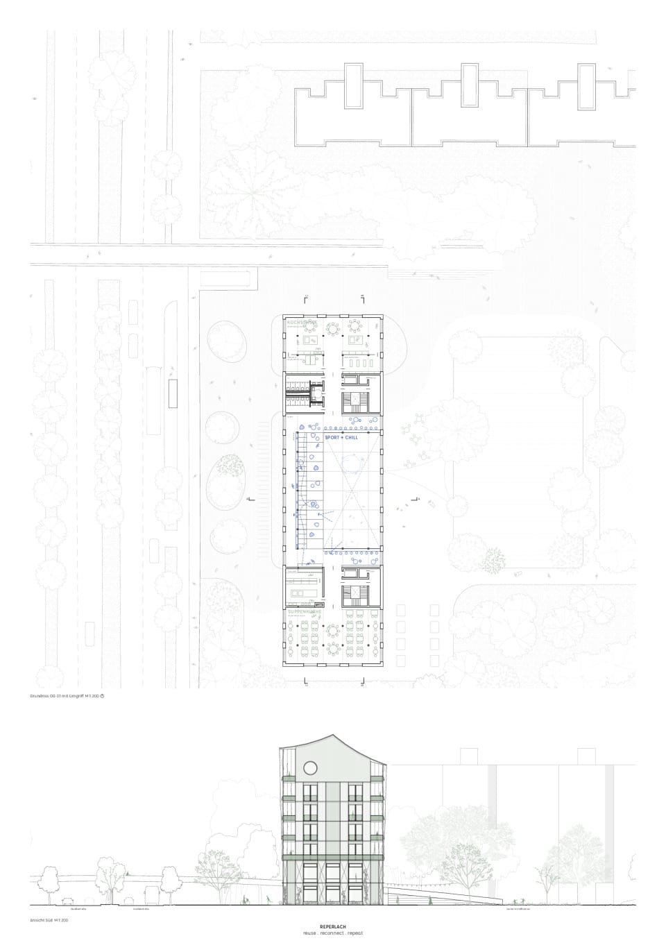 Grundriss OG 01, Ansicht Süd