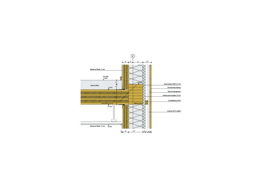 Detail Decken-/Wandkonstruktion