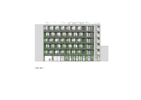 Ansicht Hoffassade Neubau (Süd)