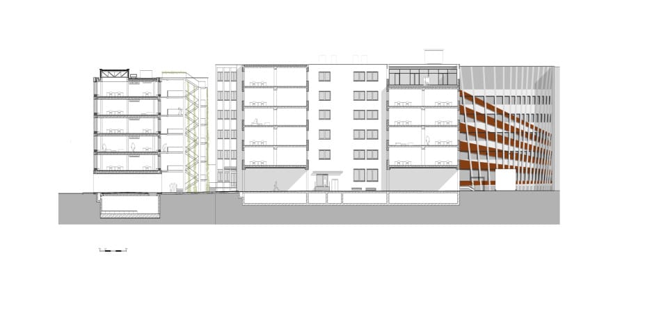 Schnitt B-B Neubau und Bestand