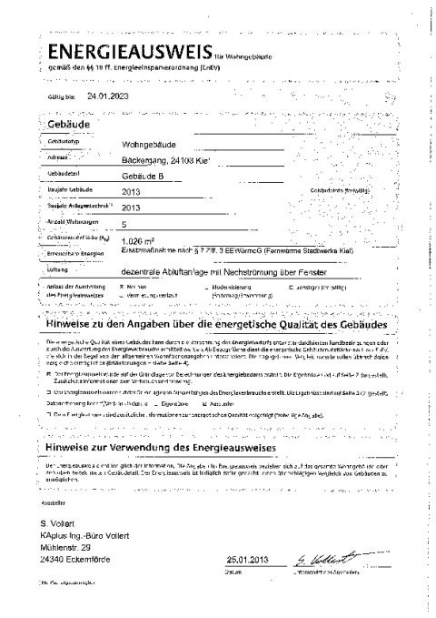 Exemplarisch Energieausweis