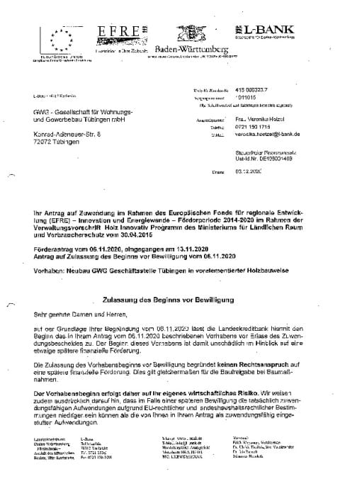 VON M - GWG Tübingen - EFRE