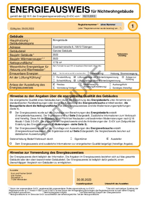 VON M - GWG Tübingen - Energieausweis