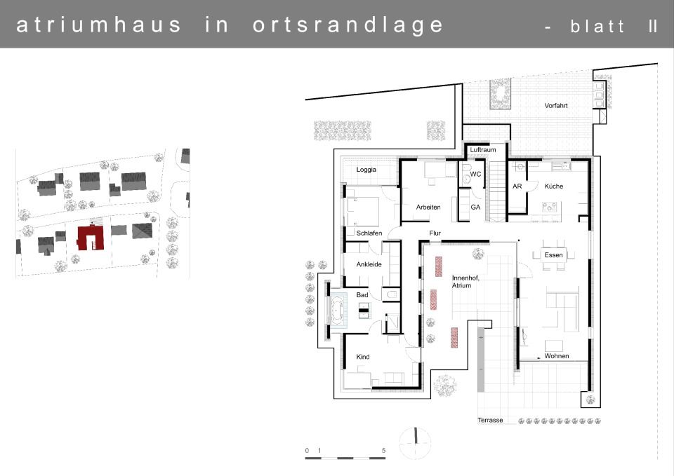 Blatt II, Lageplan - Wohngeschoss