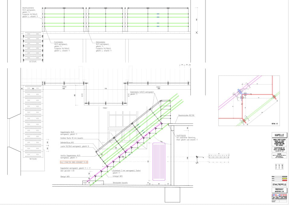 Detailplanung: patentierte Stahltreppe