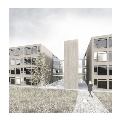 Studentenhaus in Holzbauweise aus Raummodulen