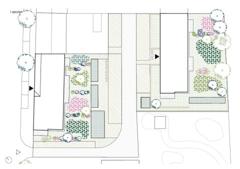 Lageplan. Vorderhaus und Gartenhaus mit gemeinschaftlichem Hof