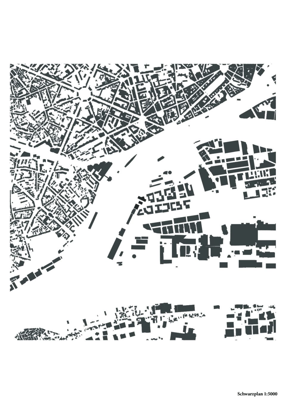 Schwarzplan - Île de Nantes und Historische Altstadt