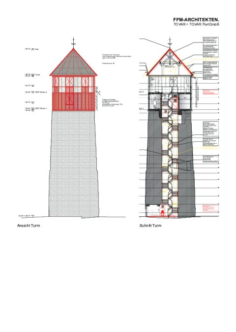 Ansicht und Schnitt Turm