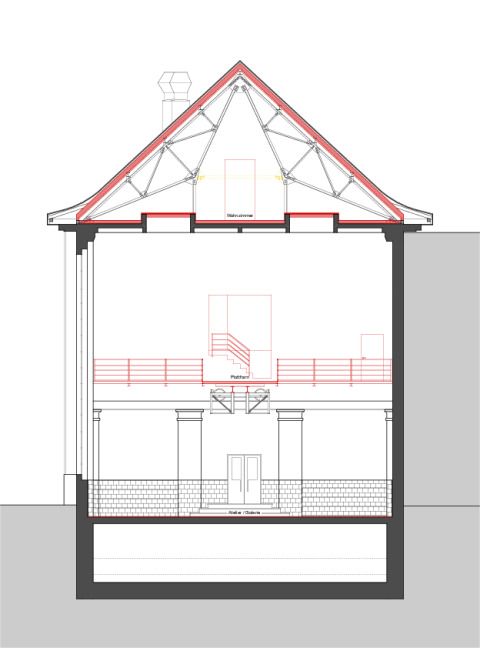 Querschnitt durch die Halle