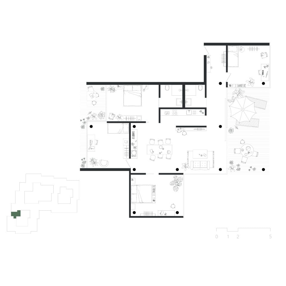 Detailgrundriss 6-Zimmer Wohnung