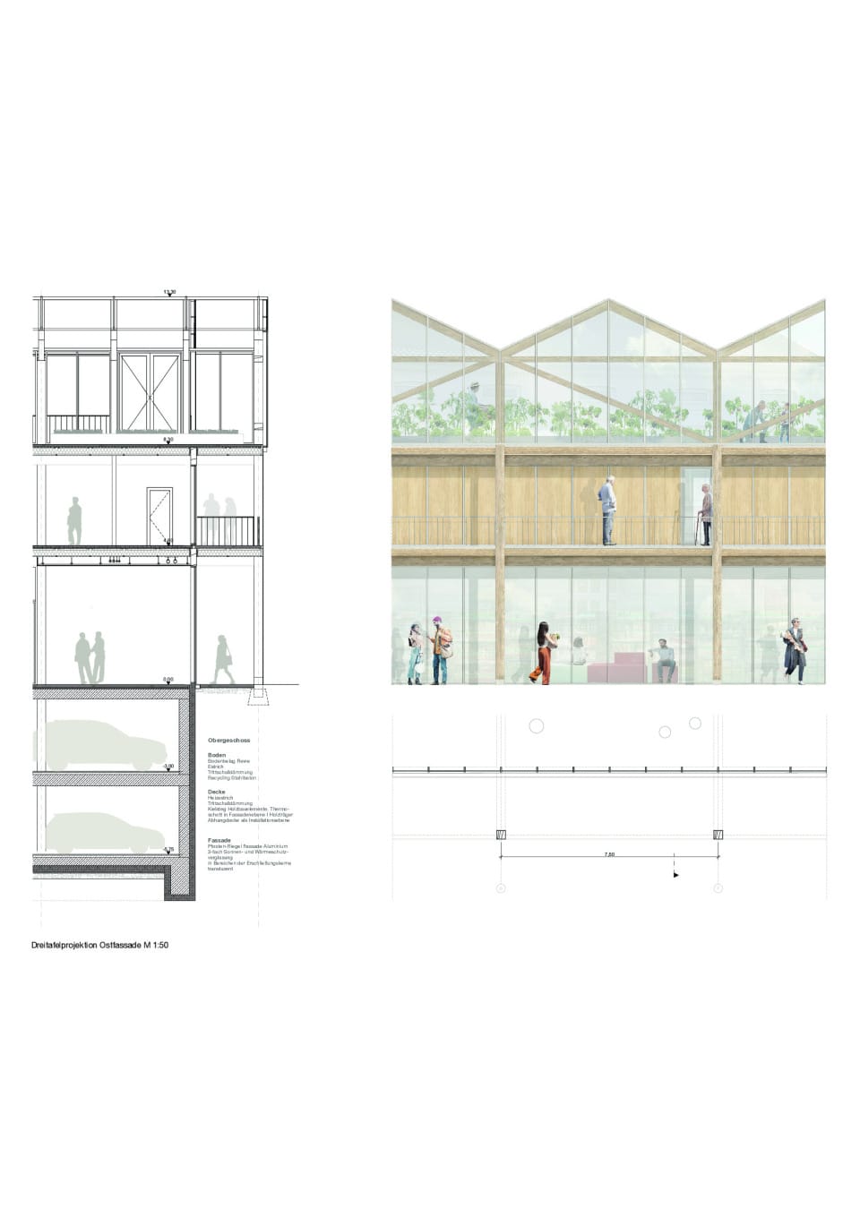 Dreitafelprojektion Fassade