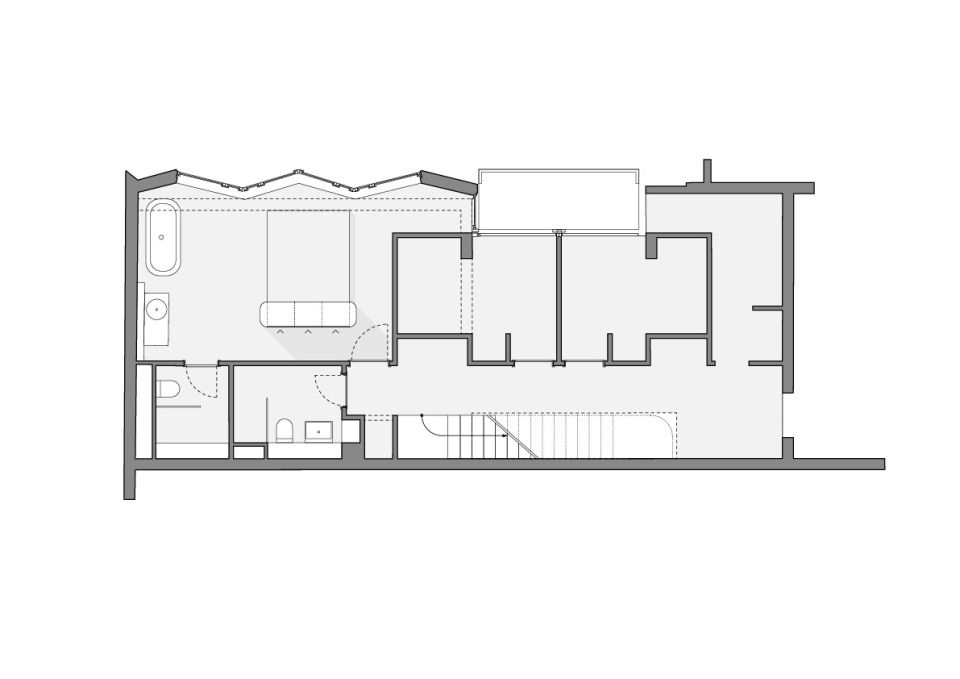 Grundriss untere Etage mit Schlafzimmer