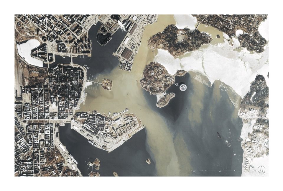 Lageplan Kruunuvuorenselkä-Fjärd vor Helsinki