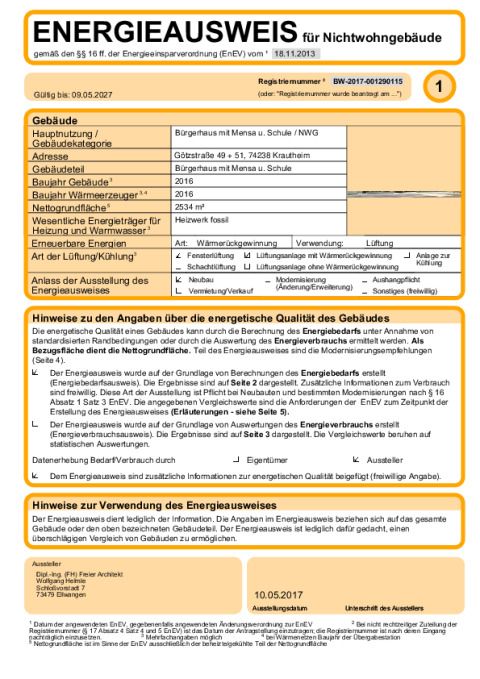 Energieausweis (Fernwärme Erdöl)