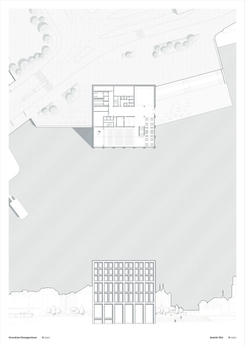 Grundriss See + Ansicht Süd