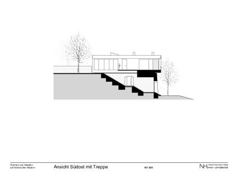 EFH auf Gutsmauer_Ansicht SO mit Treppe