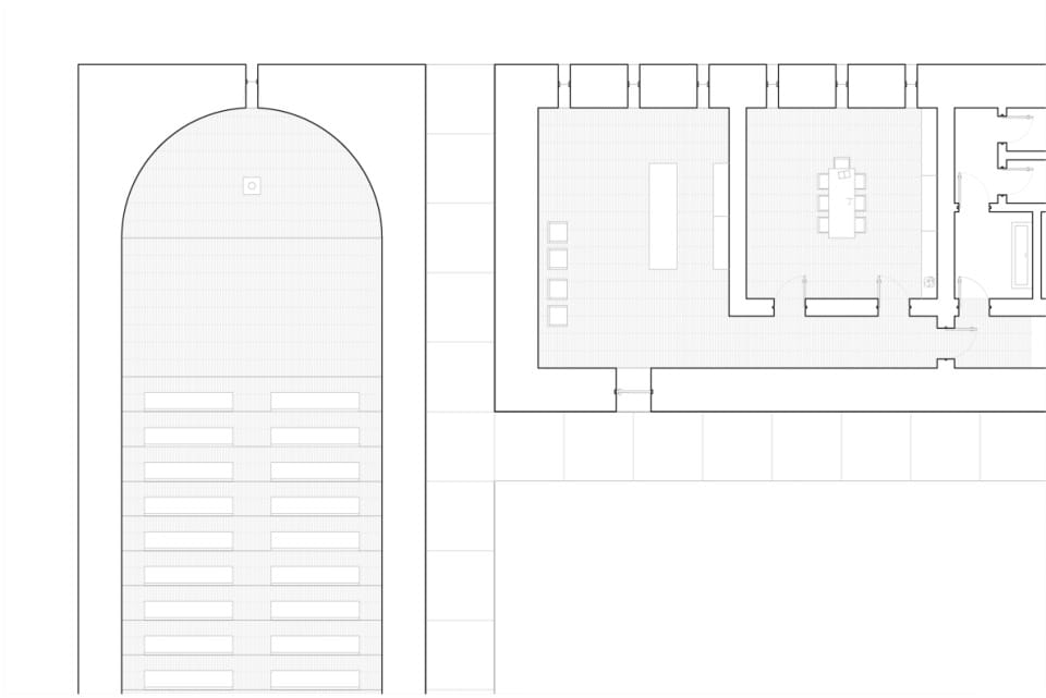Grundrissausschnitt Trauerhalle und Verwaltung