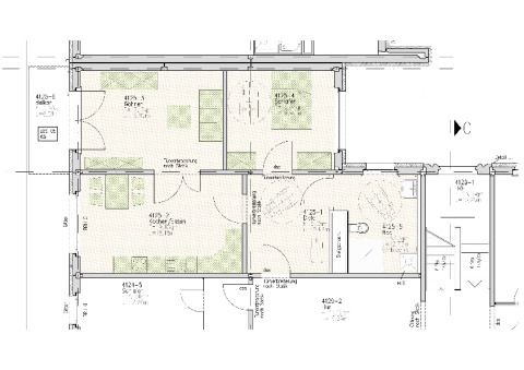 möblierter Grundriss einer barrierefreien Wohnung