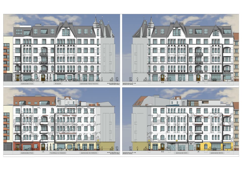 Ansichten Bestand + Planung Umbau